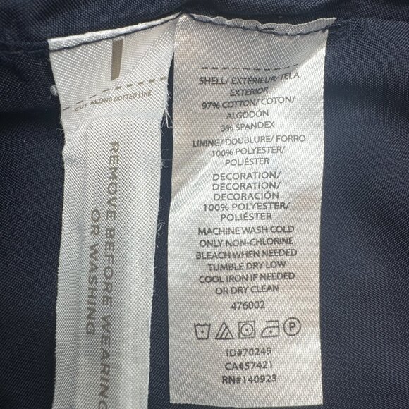 Loft Navy White Embroidered Lined Mini Skirt Classic Chic Size 8 - Picture 8 of 8